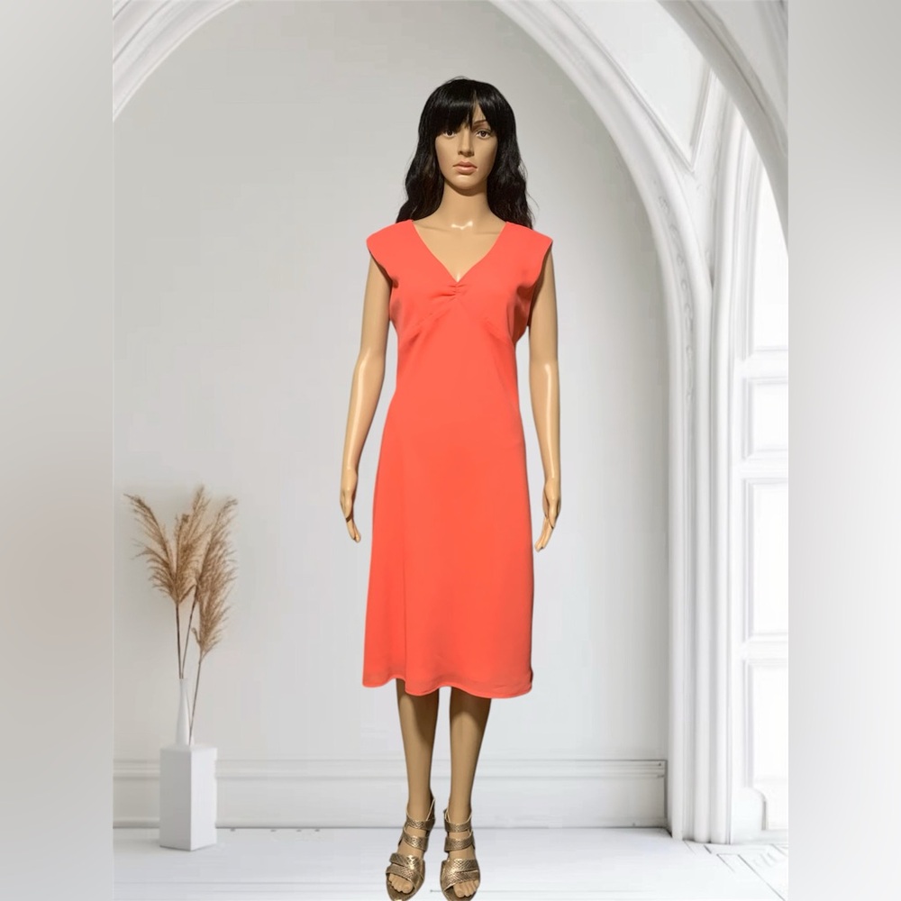 Elegant Coral Sleeveless Dress